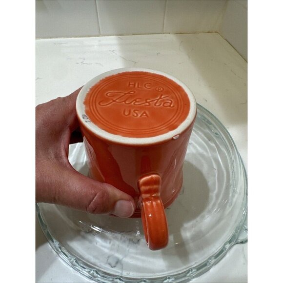 Fiestaware Persimmon Ring Handled Mug Fiesta Tom and Jerry Mug Retired Orange - Picture 12 of 13
